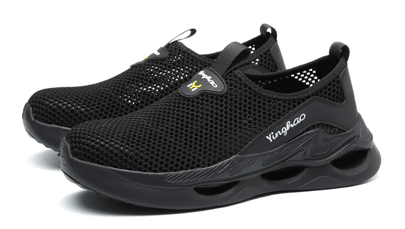 Lightweight safety shoes with large mesh, breathable, odor resistant, impact resistant, puncture resistant, and soft work shoes