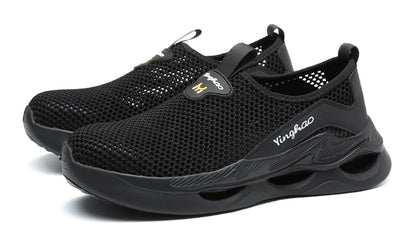 Lightweight safety shoes with large mesh, breathable, odor resistant, impact resistant, puncture resistant, and soft work shoes