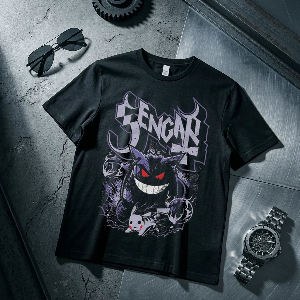 Gengar Kids T Shirt Men Women Cotton Short Sleeve Tee Anime Print Tops Streetwear Parent-child Clothing