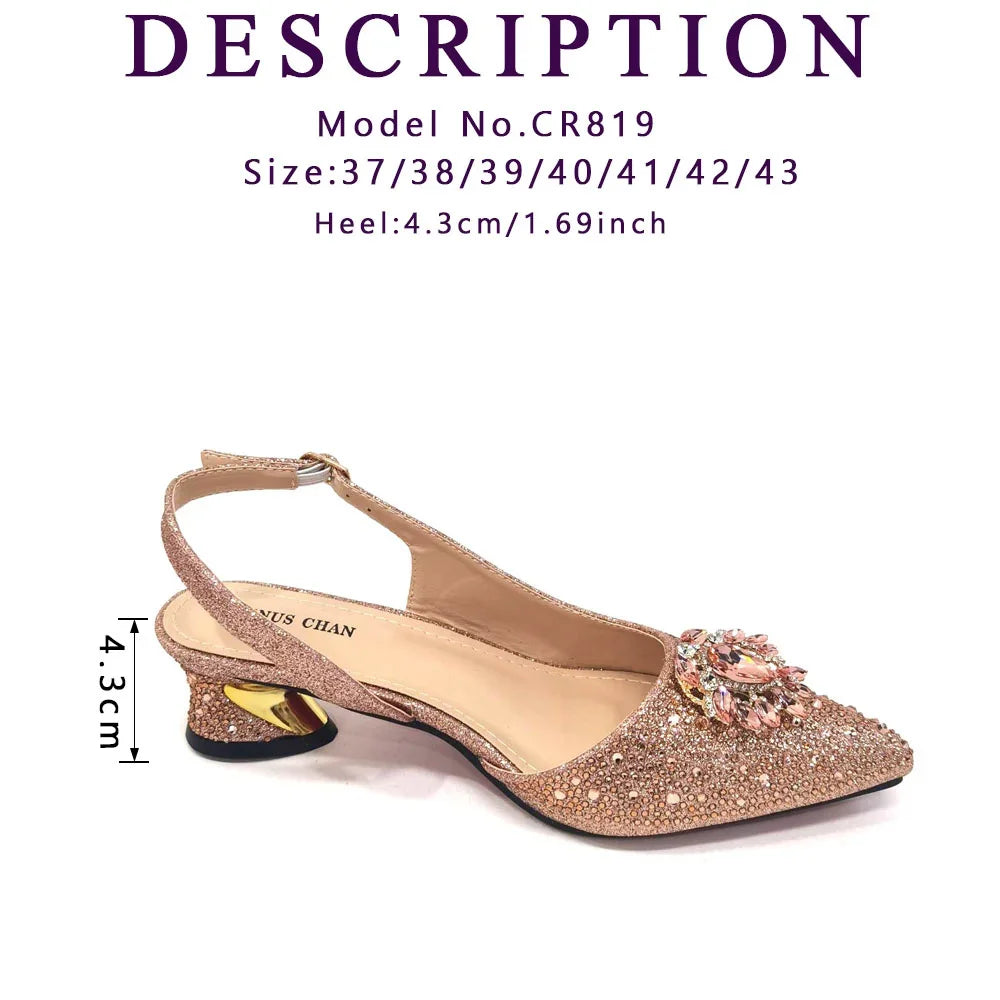 New Arrival Fashion Shoes Matching Bag Set Royal Blue Color Decorated with Crystal Ladies Wedding Party Women High Heel