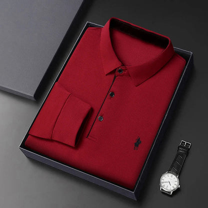 Spring and Autumn Pure Cotton Men's Long Sleeve Collar T-shirt Business Casual Fashion Comfortable Versatile Polo Shirt