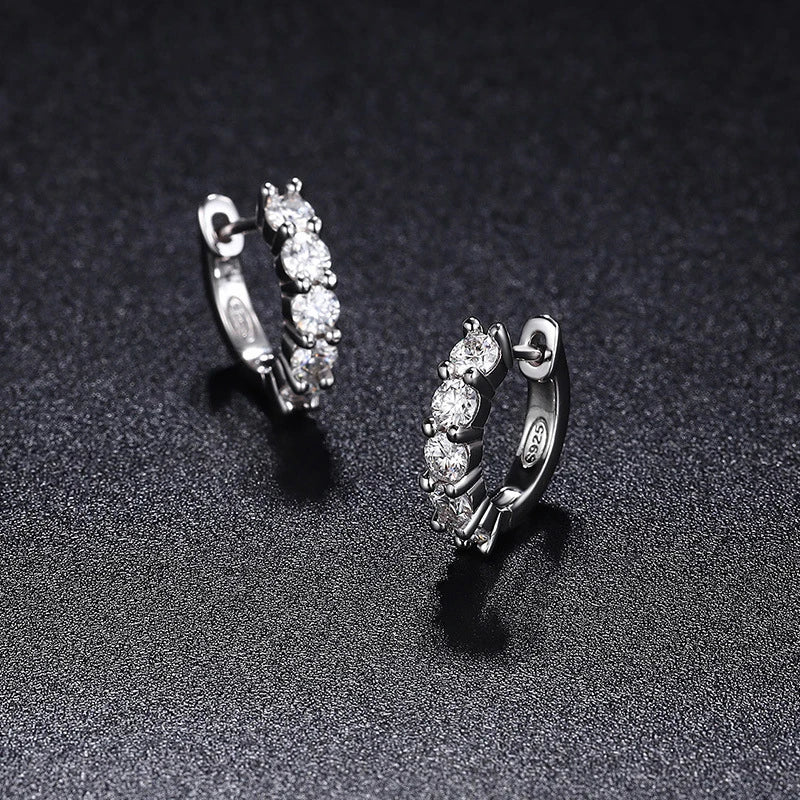 3mm D Color Moissanite Earrings 925 Sterling Silver Plated White Gold Hoop Earring for Women Wedding Party Fine Jewelry