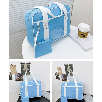 Japanese Lolita Heart JK School Uniform Bags Fashion Women Oxford  Women Student PU Handbag Cosplay Anime Shoulder Bag