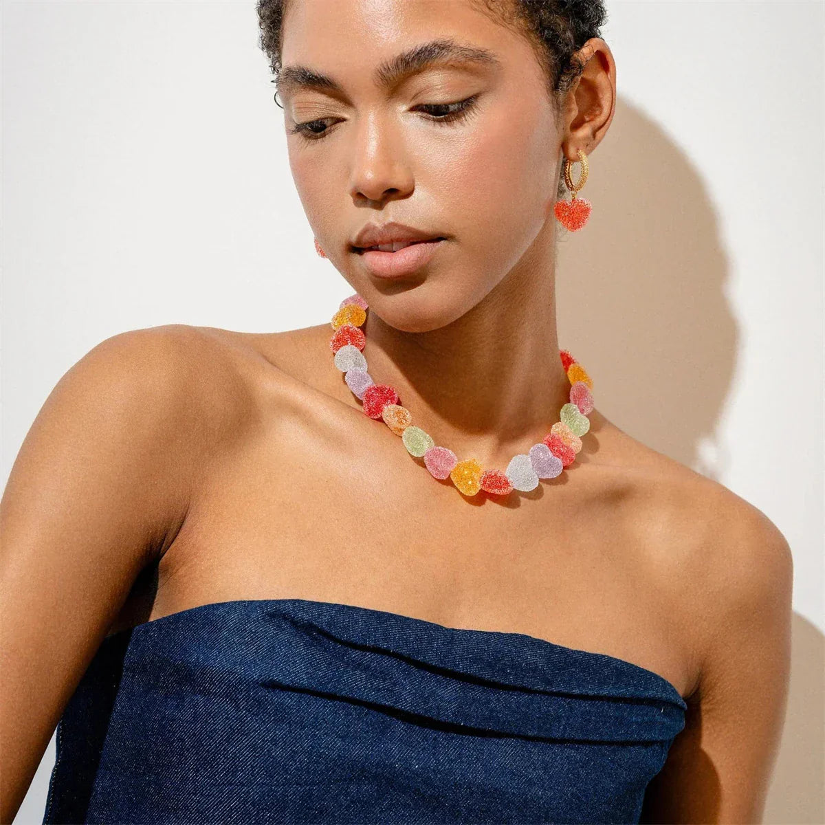 New colorful love candy resin necklace, cute love candy, niche design, collarbone chain women's gift necklace