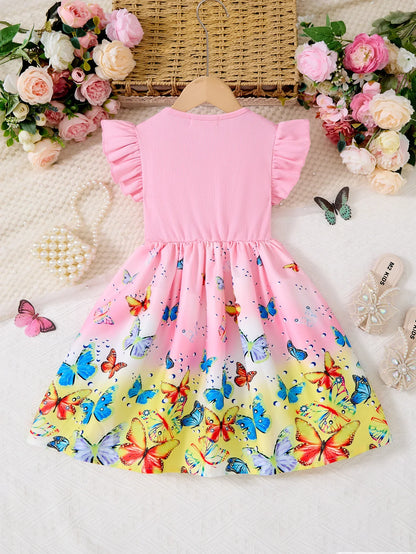 New Summer Children Dresses With Bow Print Casual Dress Outdoor Carnival Birthday Party Girl Clothes Cute Girl Skirt 2-10Y