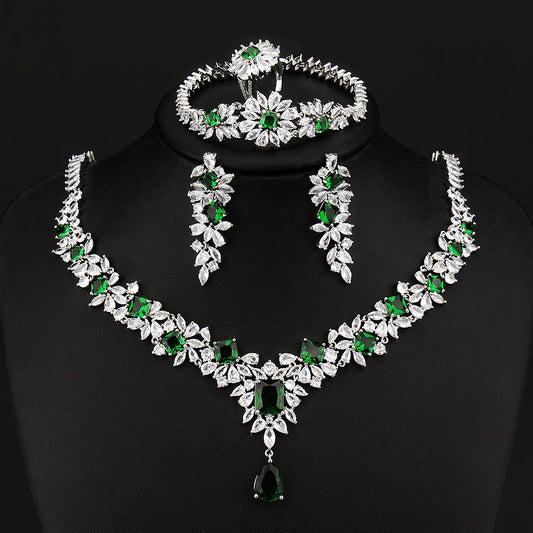 Noble Vivid Flower Appearance Design Necklace And Earring Fine Decoration Wedding Party Charming Jewelry Set