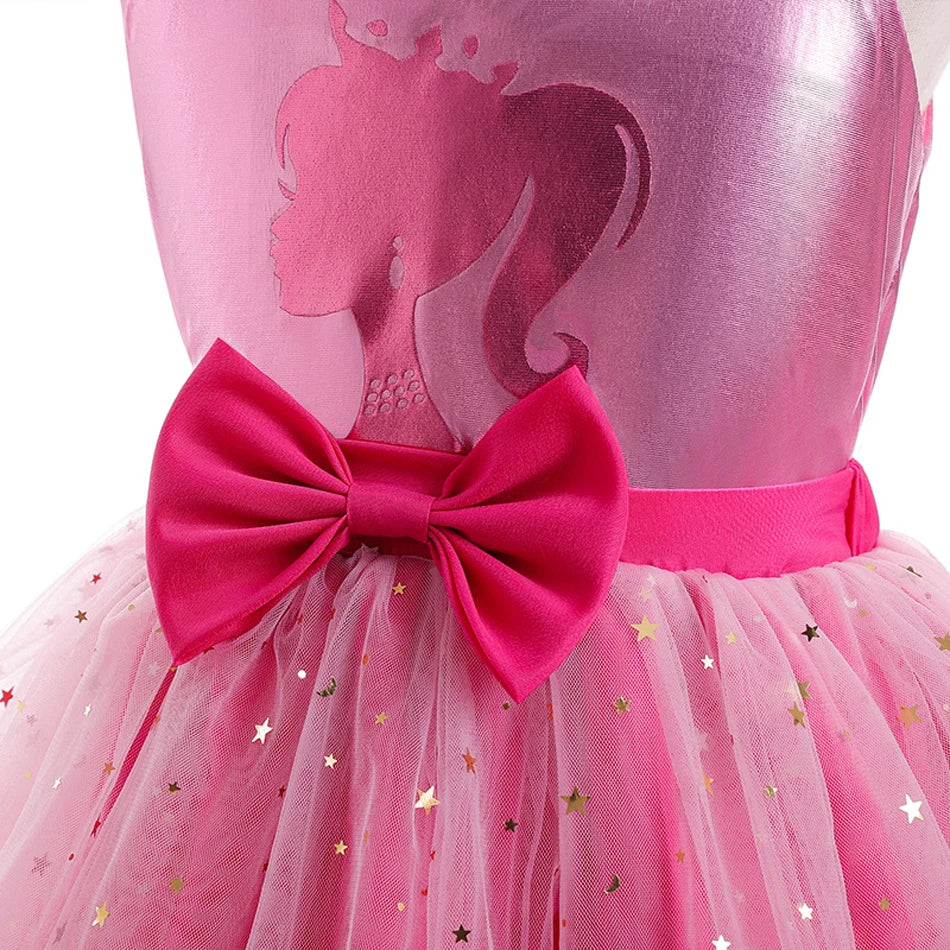 Princess Girls Rosy Movie Tutu Dress for Girl Letter B Birthday Party New Year Christmas Costumes Margot Ken Robbie