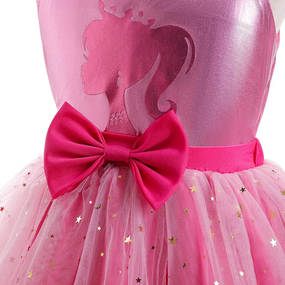 Princess Girls Rosy Movie Tutu Dress for Girl Letter B Birthday Party New Year Christmas Costumes Margot Ken Robbie