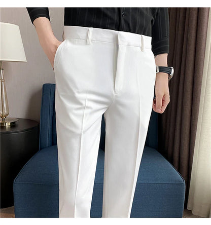 Men Solid Boutique Suits Pants Male Formal Wear Wedding Dress Trousers Quality Men British Style Business Casual Suit Pants 36