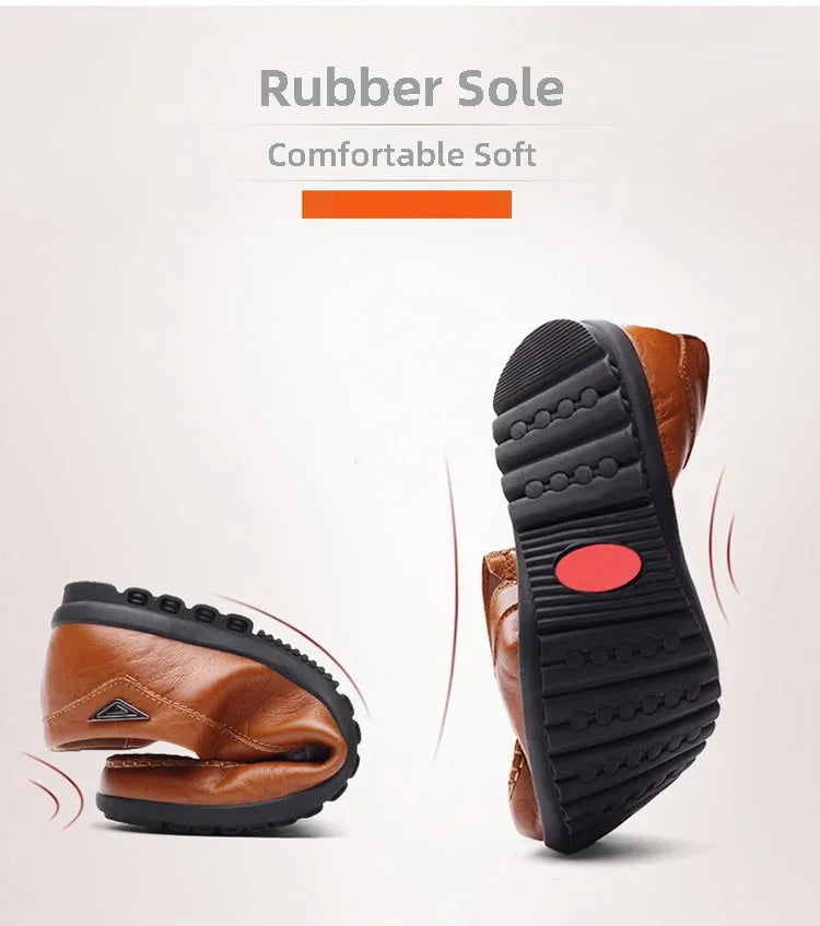 Sapatos Casuais Masculinos de Couro Genuíno Marca de Luxo Mocassins Masculinos Respiráveis Slip-on Sapatos de Condução Pretos Tamanhos Grandes 37-47