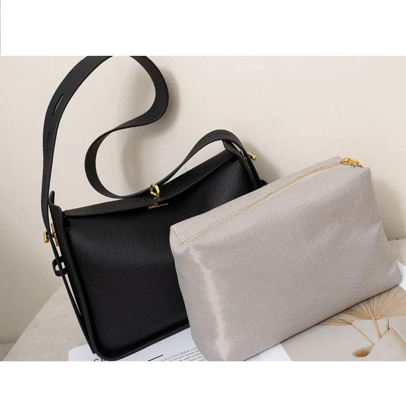 New Genuine Leather Luxury Designer Women Shoulder Crossbody Underarm Bags Cowhide Ladies Large Capacity Tote Bag Fashion Purse