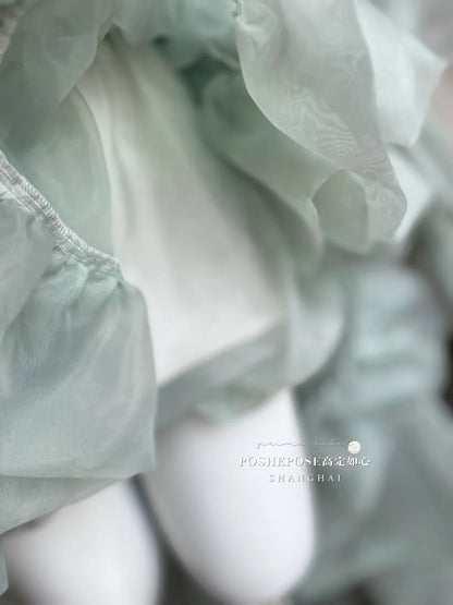 High Street Women's Mint Green Strapless Bowknot Sweet Fairy Organza Dress 2024 New Elegant Big Bow Trailing Party Wedding Dress