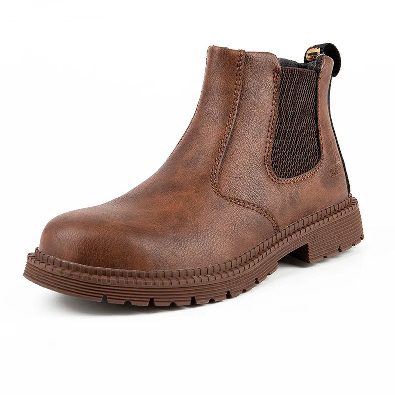 Waterproof Work Men Safety Boots Leather Boots Indestructible Male Work Shoes Men Winter Boots Safety Shoes With Steel Toe Shoe