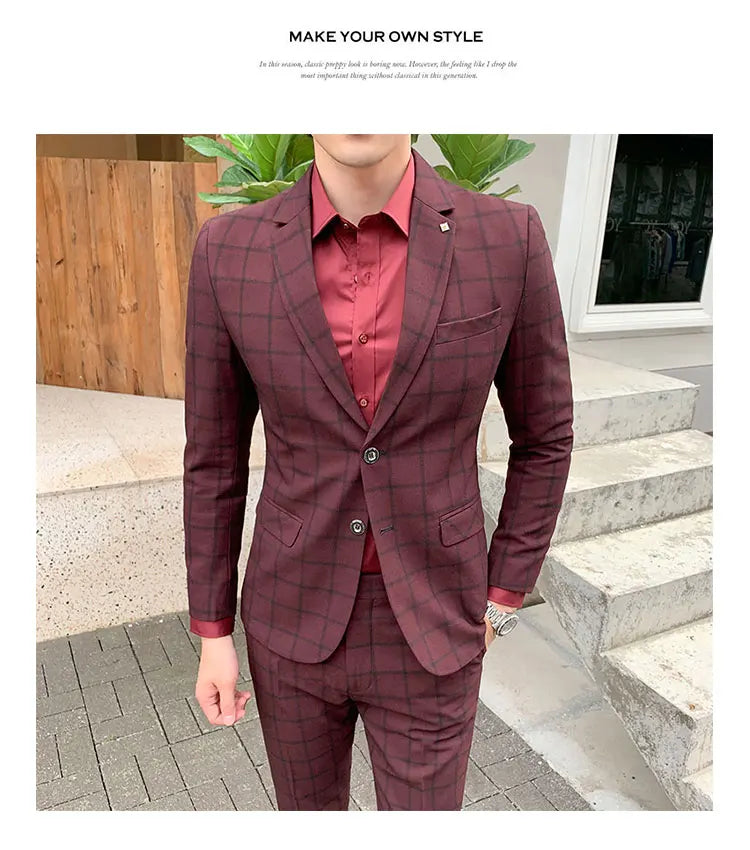 High-Quality Large Size Men's Wedding Suit 5XL S-Fourth Quarter 2024 Fashion Handsome Two-Piece Acetate Set (Suit + Trousers)