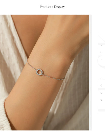 D Color Moissanite Bracelet 925 Sterling Silver Fashion Hallow Out Round Link Chain Bracelet For Women Fine Jewelry Gifts