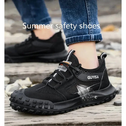 Summer Safety Shoes Protective Shoes  Men's Fashion  Breathable Steel Ladle Toe  Work Shoes  Breathable Safe Sturdy and Durable