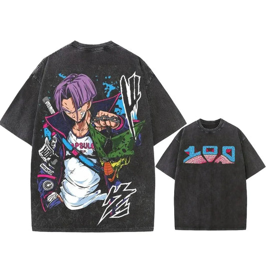 Summer Men's Washes T-shirts Japanese Anime Dragon Ball Torankusu Graphic Clothing Tops Y2K Oversized Cotton DBZ Couple's Tees