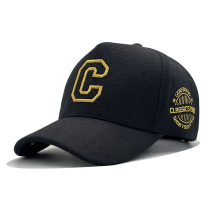 Big Size Baseball Cap Men XL  63cm 64cm 65cm Oversize Big Head Cap XXL  Large Plus Climing Wool Warm Winter Hat  Letter C