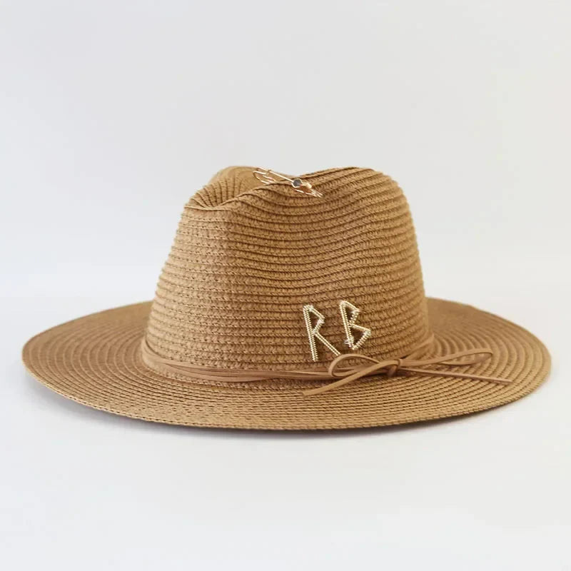 Big Size  Summer Sun Hats Ladies Fashion Girl Beach Straw  Hat Luxury Grass Jazz Top Panama Hat Womens 60cm Large Head