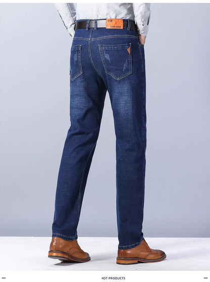 Men's Slim Fashion Denim High Quality Male Pants Elastic Black Blue Leisure Jeans Brand Clothing