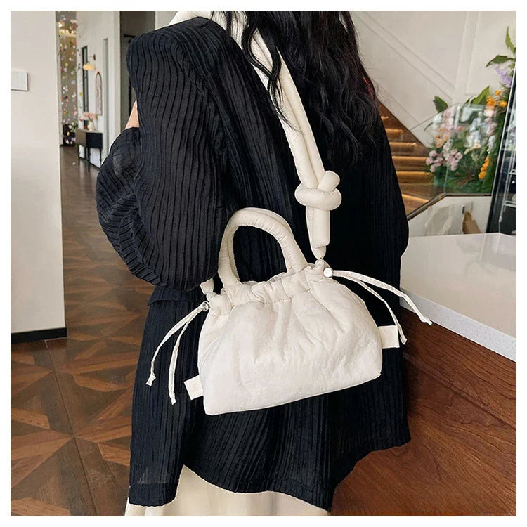Women's Casual Single-shoulder Bag Large Capacity Nylon Backpack Women's Down Cotton Winter Tote Bag Portable Makeup Handbag