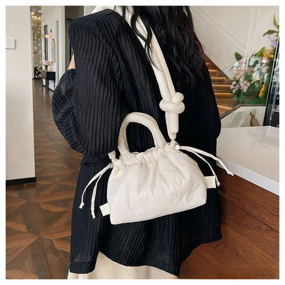 Women's Casual Single-shoulder Bag Large Capacity Nylon Backpack Women's Down Cotton Winter Tote Bag Portable Makeup Handbag