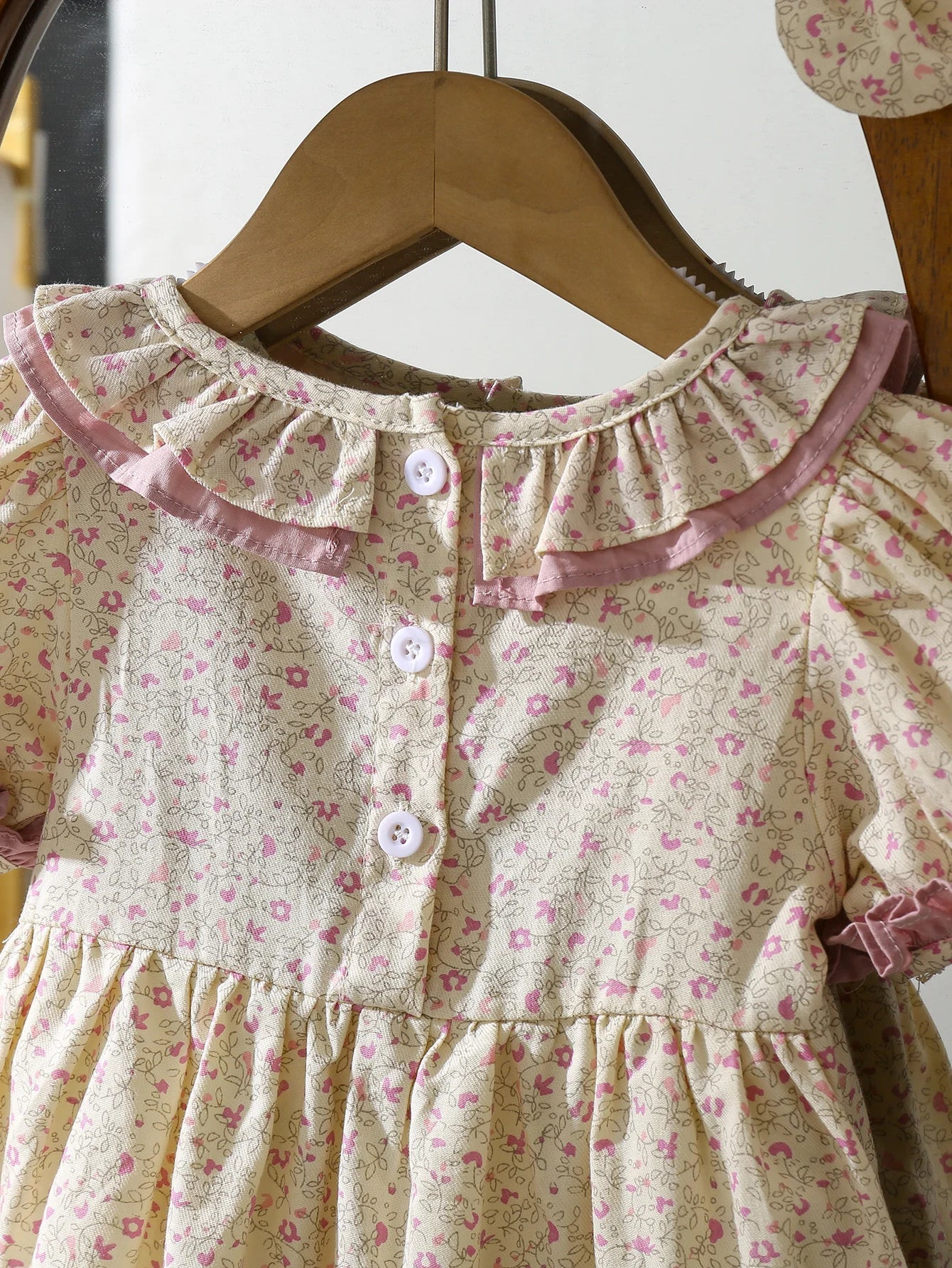 1-6Yrs Casual Summer Kids Girls Dress Floral Kids Clothes Ruffled Collar Purple Baby Girl Princess Dress New Flower Girl Dresses