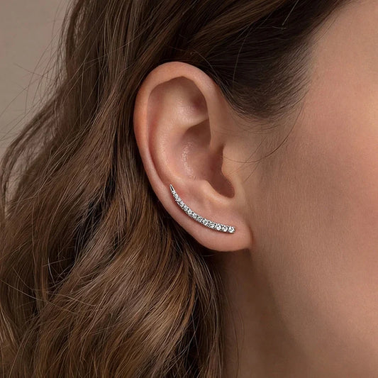 Trendy Test Passed Full Moissanite Smile Stud Earrings for Women Wedding 100% 925 Silver Sparking Party Bridal Jewelry