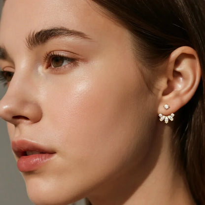 Round/Marquise Cut Moissanite Diamond Stud Earrings with Certificates S925 Silver Detachable Earcuff Drop Earring for Women