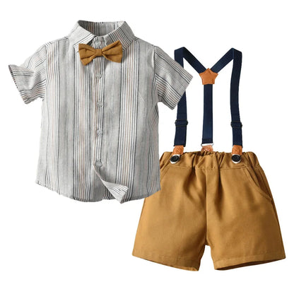 Kids Boys Formal Birthday Outfit Suit Toddler Gentleman Wedding White Shirt 1-7 Years Baby Pants Boys Ceremony Outfits