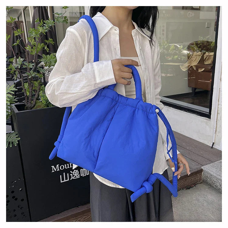 Women's Casual Single-shoulder Bag Large Capacity Nylon Backpack Women's Down Cotton Winter Tote Bag Portable Makeup Handbag