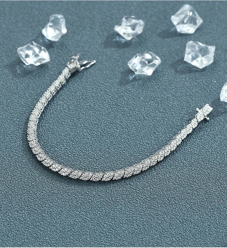 Full Moissanite Diamond Hook Link Chain Bracelet 1.2mm D Color For Woman Man S925 GRA Certified Couple Bracelets Bangle