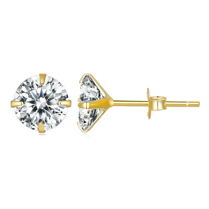 CZ Stud Earrings 925 Sterling Silver Platinum Plated Round Cubic Zirconia Hypoallergenic Barbell Earrings 4-7mm