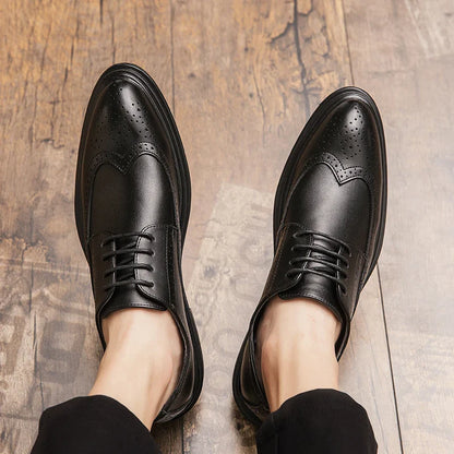 Clsssic Casual Business Shoes For Men Wedding Social Oxford Shoes Men's Dress Leather Office Formal Party Leather Brogues Shoes