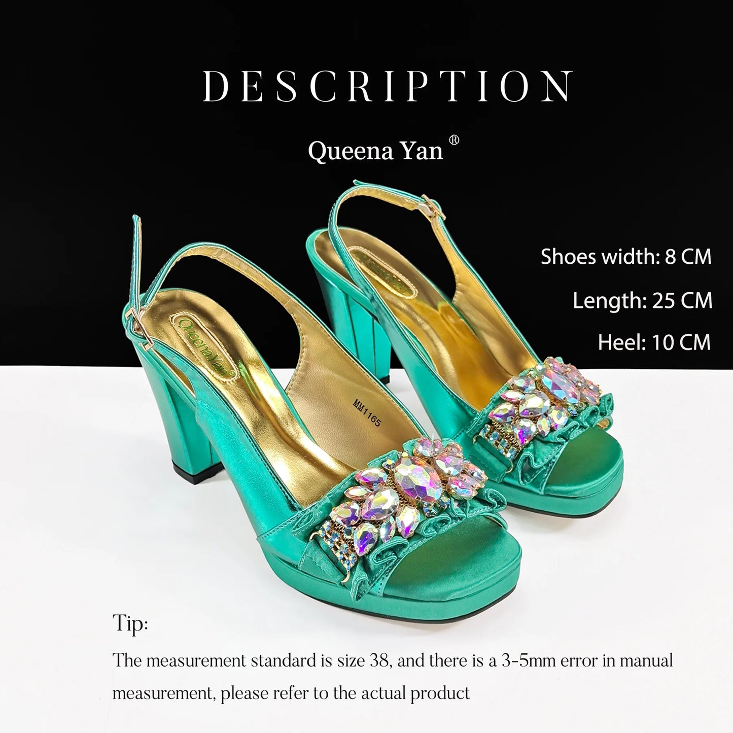 Spot goods INS Gold Color Elegant Women Heels Shoes and Bag Set Decoration Rhinestones Women High Heels Shoes