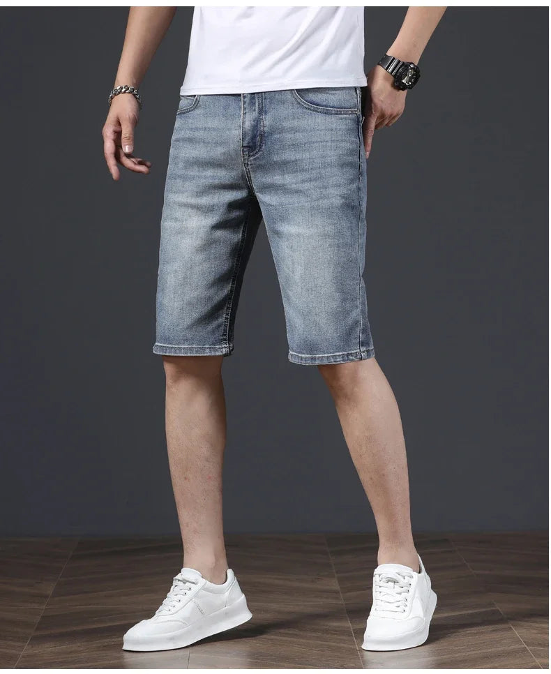 2025 New Summer Brand Stretch Thin Bermuda Masculina Cotton Denim Jeans Men Knee Length Soft Ropa Hombre Shorts