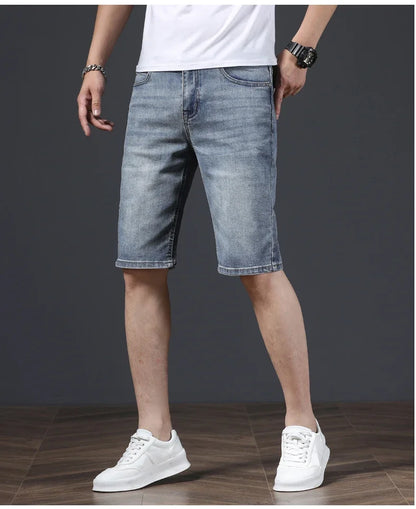 2025 New Summer Brand Stretch Thin Bermuda Masculina Cotton Denim Jeans Men Knee Length Soft Ropa Hombre Shorts