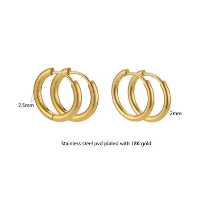 10pcs Stainless Steel Small Hoops Earring Piercing Ear Cartilage 8-20mm Women Men Stainles Steel Round Circle Pendientes