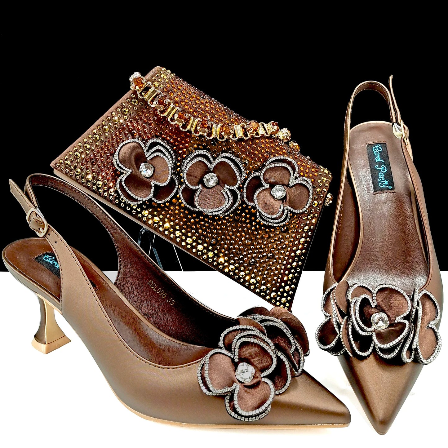 Women's Pointed Toe Shoes and Bag Flower Decoration Simple and elegant party style Suitable for party and daily use