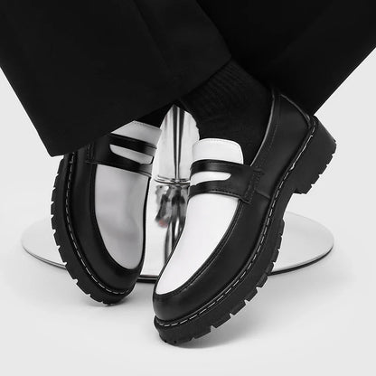 Color Blocked Men Loafers  Fashionable Comfortable Thick Soled Non Slip  for Daily Commuting Office Business  Formal Wear Shoe