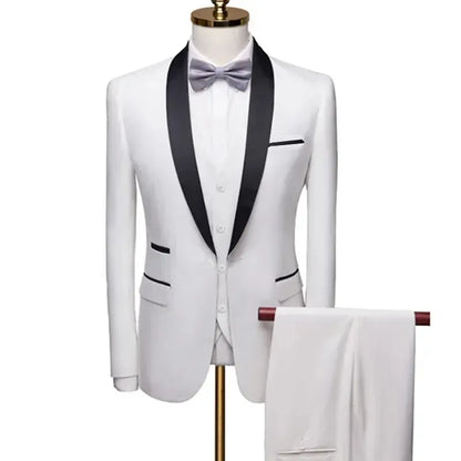 Formal Suit Set Coat Vest Trousers Business Groom Wedding Dress Blazer Pants suit men trajes de boda para hombre completos