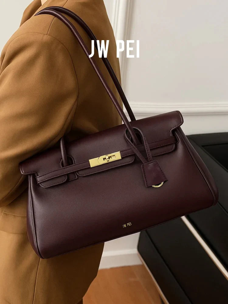 Women's 2026 New Yara Underarm Bag Large Capacity Breadstick Bag Small Design Trendy Lock Buckle Soft Leather Handbag