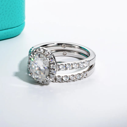 2ct (Total 2.648ct) Oval Cut D Color Moissanite Bridal Ring Set Wedding Band Silver Rings With Cer Jewelry Wholesale