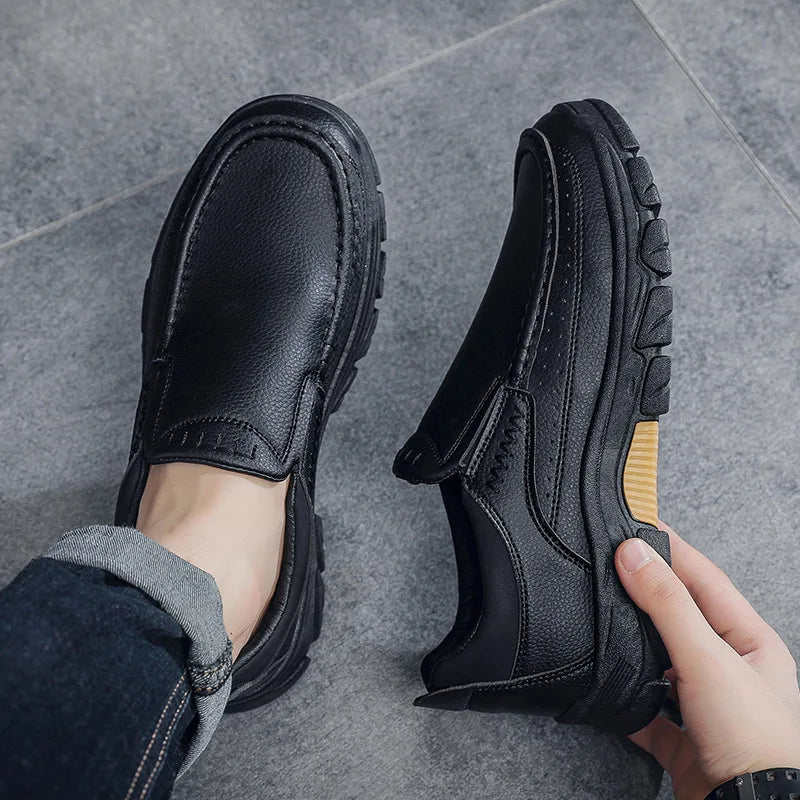 New Spring  Autumn Men's Casual Shoes British Middle aged Dad Shoes Fashion Business Leather Shoes