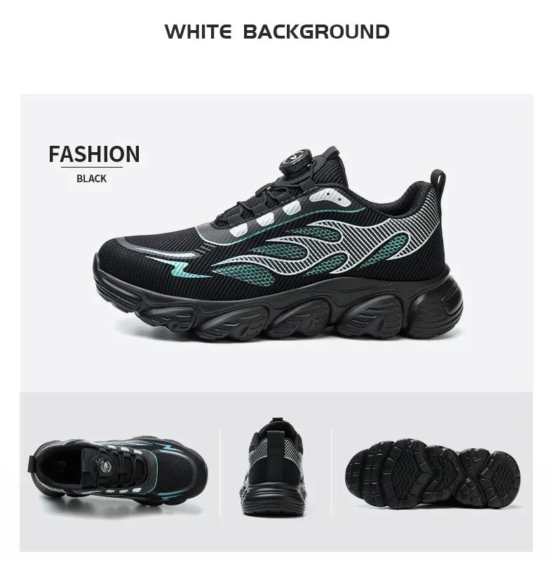 Rotating Button Tactical Boots Men Reflective Steel Toe Shoes Indestructible Work Sneakers Protective Safety Boots Size 47 48