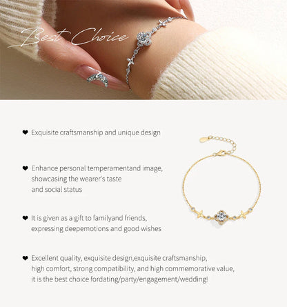 1.0CT Round Cut Moissanite Diamond Flower Bracelet for Women 925 Sterling Silver Wedding Engagement Fine Jewelry 16+3cm