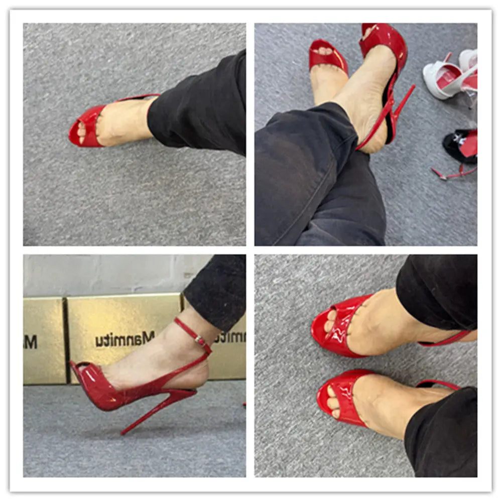 White ultra-fine high-heeled fish mouth sandals with empty straps, shallow mouth shoes, sexy party versatile high heels