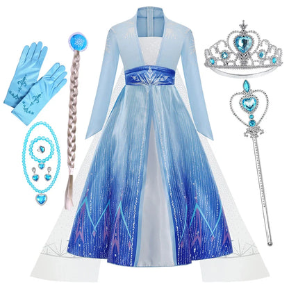 Girl Princess Dress Halloween 2026 Cosplay Party Costume Snow Queen Princess Clothes Children Outfit