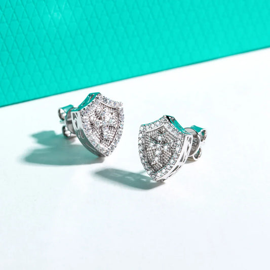 0.3cttw Hip Hop Moissanite Diamond Cross Stud Earrings 925 Sterling Silver Frosty Earring for Women& Men Jewelry