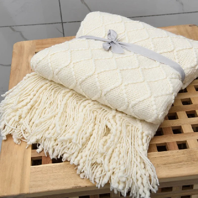 Aesthetic Nordic Plaid Knitted Throw Thread Blankets on the Bed Sofa Throw Travel TV Nap Blankets Soft Towel Bed Plaid Tapestry